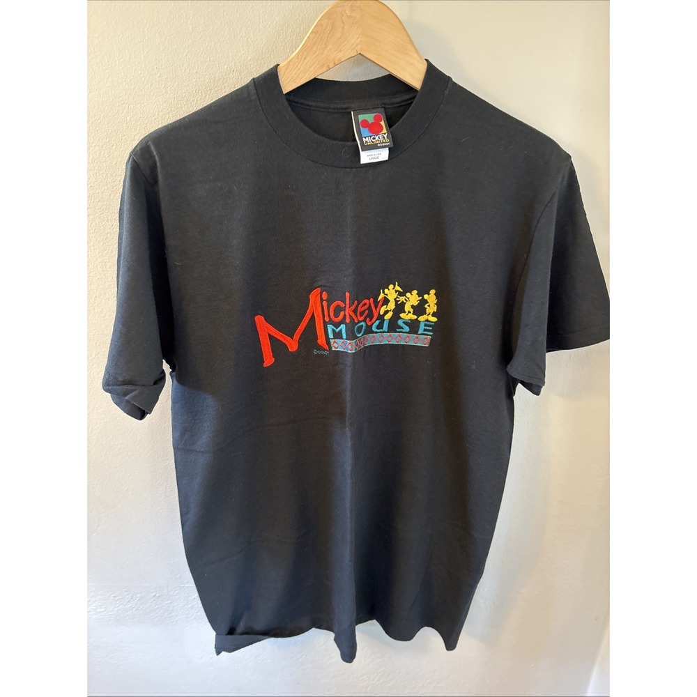 Vintage 90s Mickey Unlimited Tshirt Mens Large Embroidered Spellout Multicolored